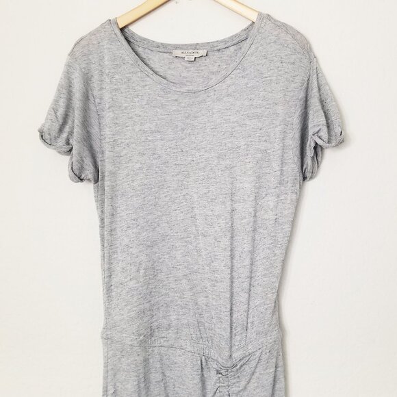AllSaints Filor Maxi Drawstring Dress Modal Wool Blend Marled Gray Size M $120 - Picture 6 of 16
